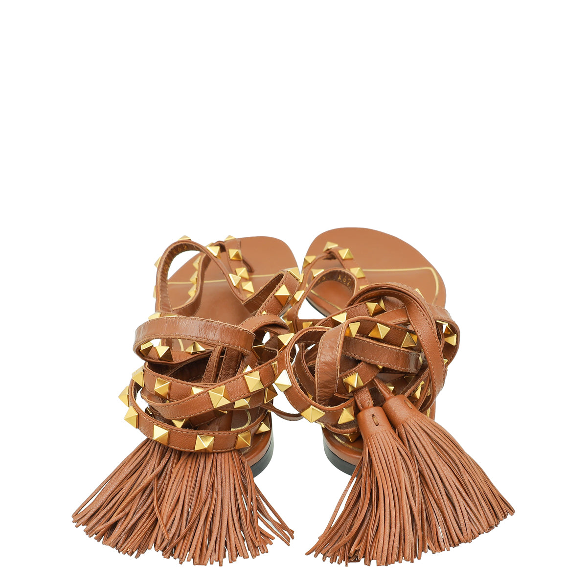 Valentino Selleria Rockstud Flair Ankle Wrap Flat Sandals 38-Valentino-THE CLOSET