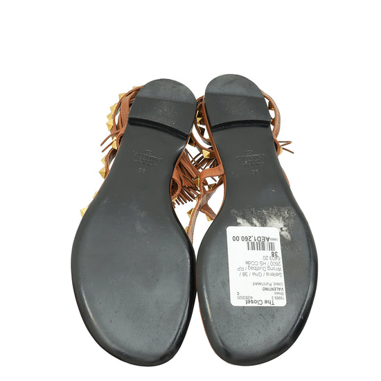 Load image into Gallery viewer, Valentino Selleria Rockstud Flair Ankle Wrap Flat Sandals 38-Valentino-THE CLOSET
