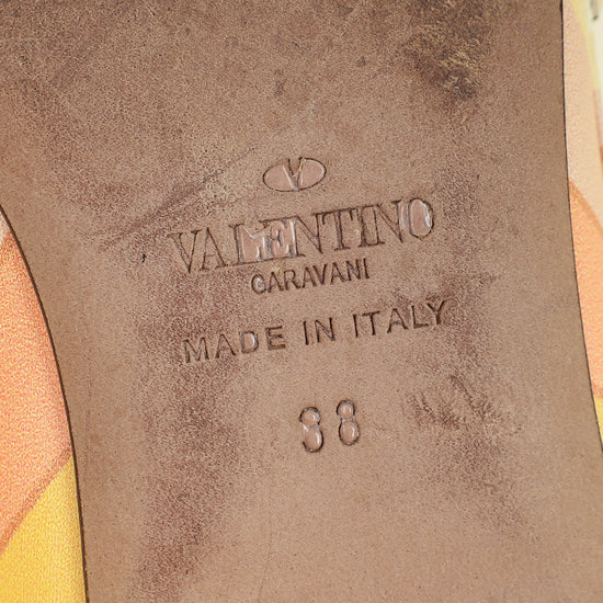 Valentino Multicolor Rockstud Caged Ankle Strap Flat Ballerina 38