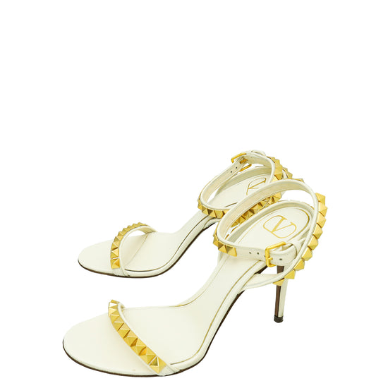 Valentino Cream Rockstud Ankle strap Sandal 38