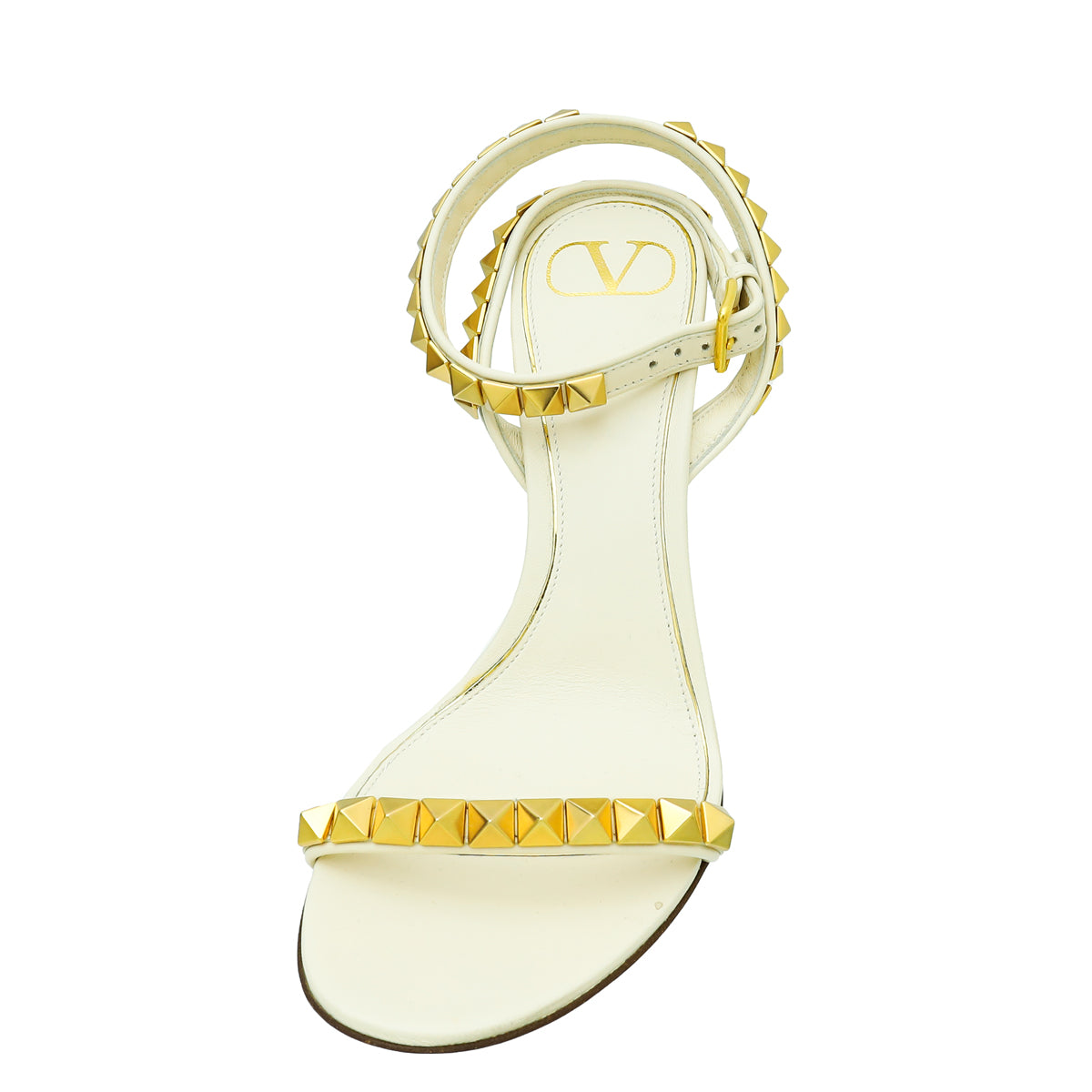 Valentino Cream Rockstud Ankle strap Sandal 38-Valentino-THE CLOSET