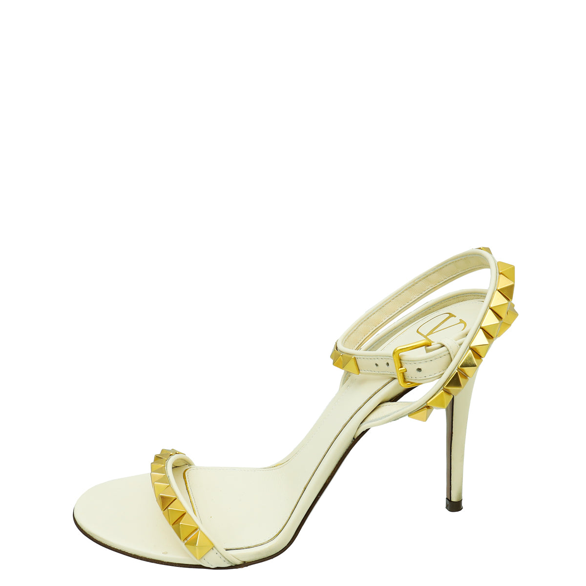 Valentino Cream Rockstud Ankle strap Sandal 38