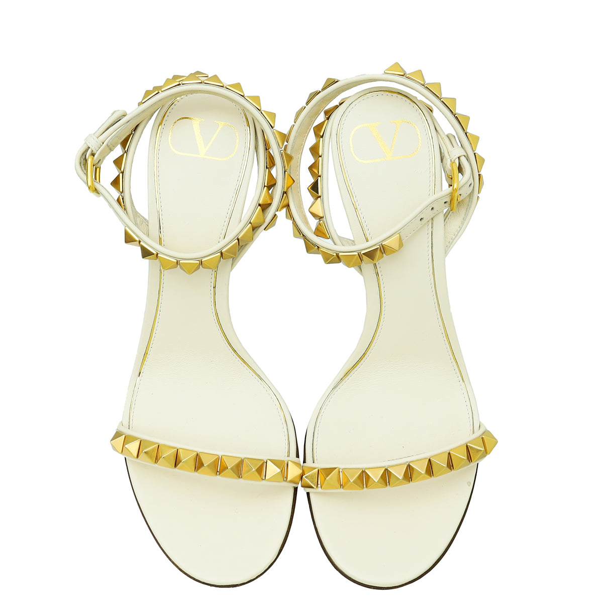 Valentino Cream Rockstud Ankle strap Sandal 38