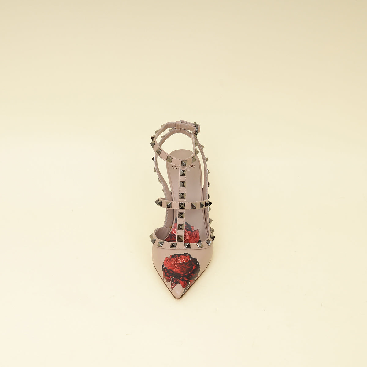 Valentino Rose Printed Rockstud Caged Pumps 38-Valentino-THE CLOSET