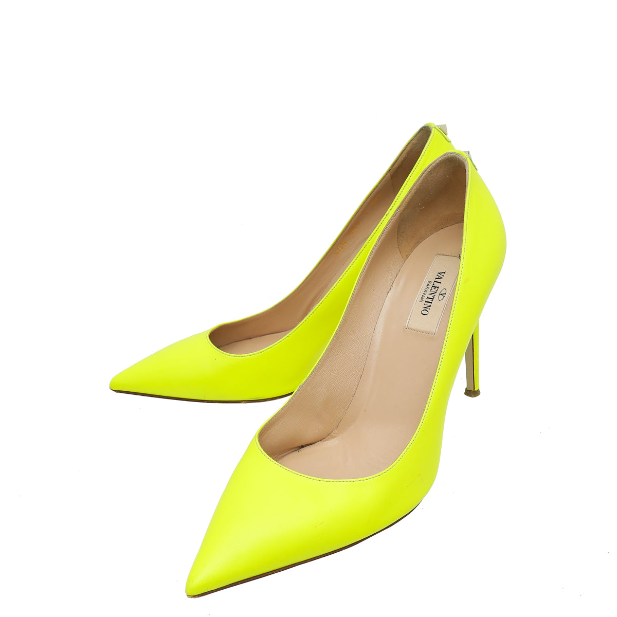 Valentino Neon Yellow Green Ankle Stud Pump 39.5-Valentino-THE CLOSET