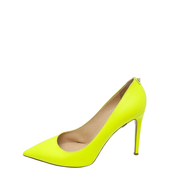Valentino Neon Yellow Green Ankle Stud Pump 39.5