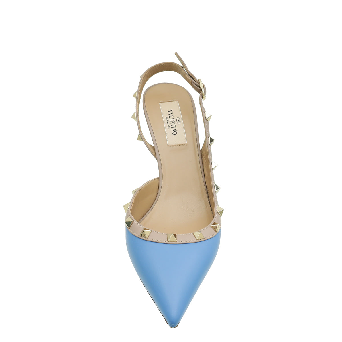 Valentino Blue Rockstud Caged Slingback Pump 39-Valentino-THE CLOSET