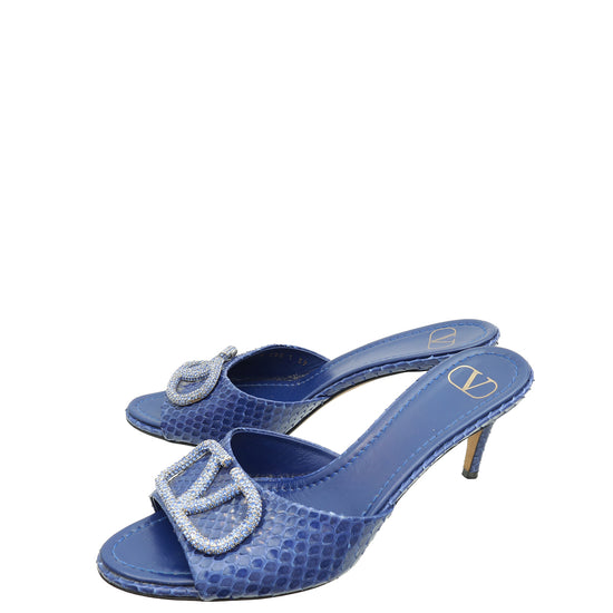 Valentino Blue Python Middle East Exclusive Signature Mules 39