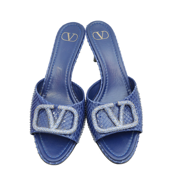 Valentino Blue Python Middle East Exclusive Signature Mules 39