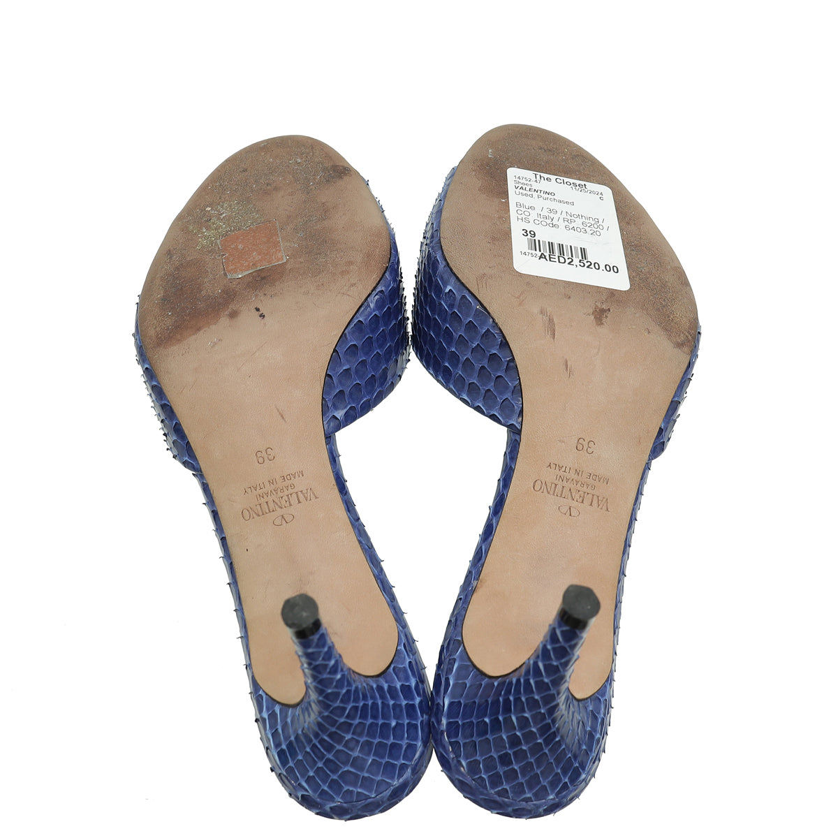 Valentino Blue Python Middle East Exclusive Signature Mules 39