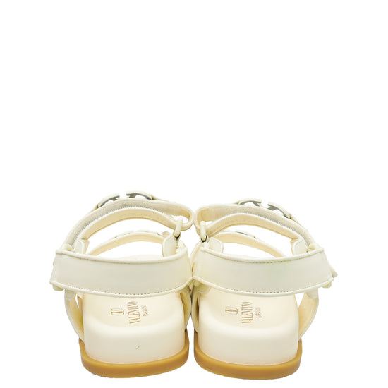 Valentino White VLogo Signature Sandals 39