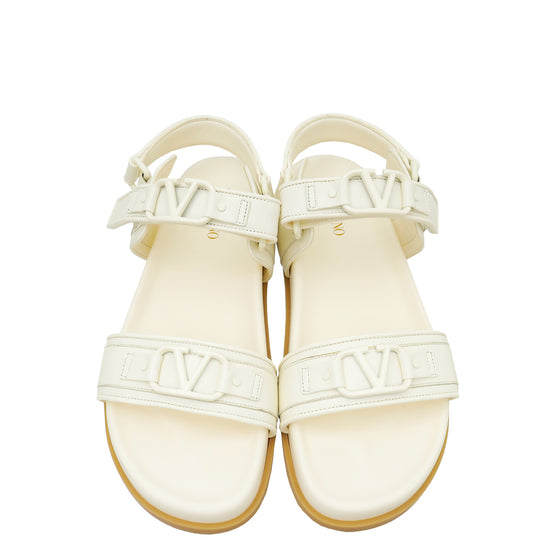 Valentino White VLogo Signature Sandals 39