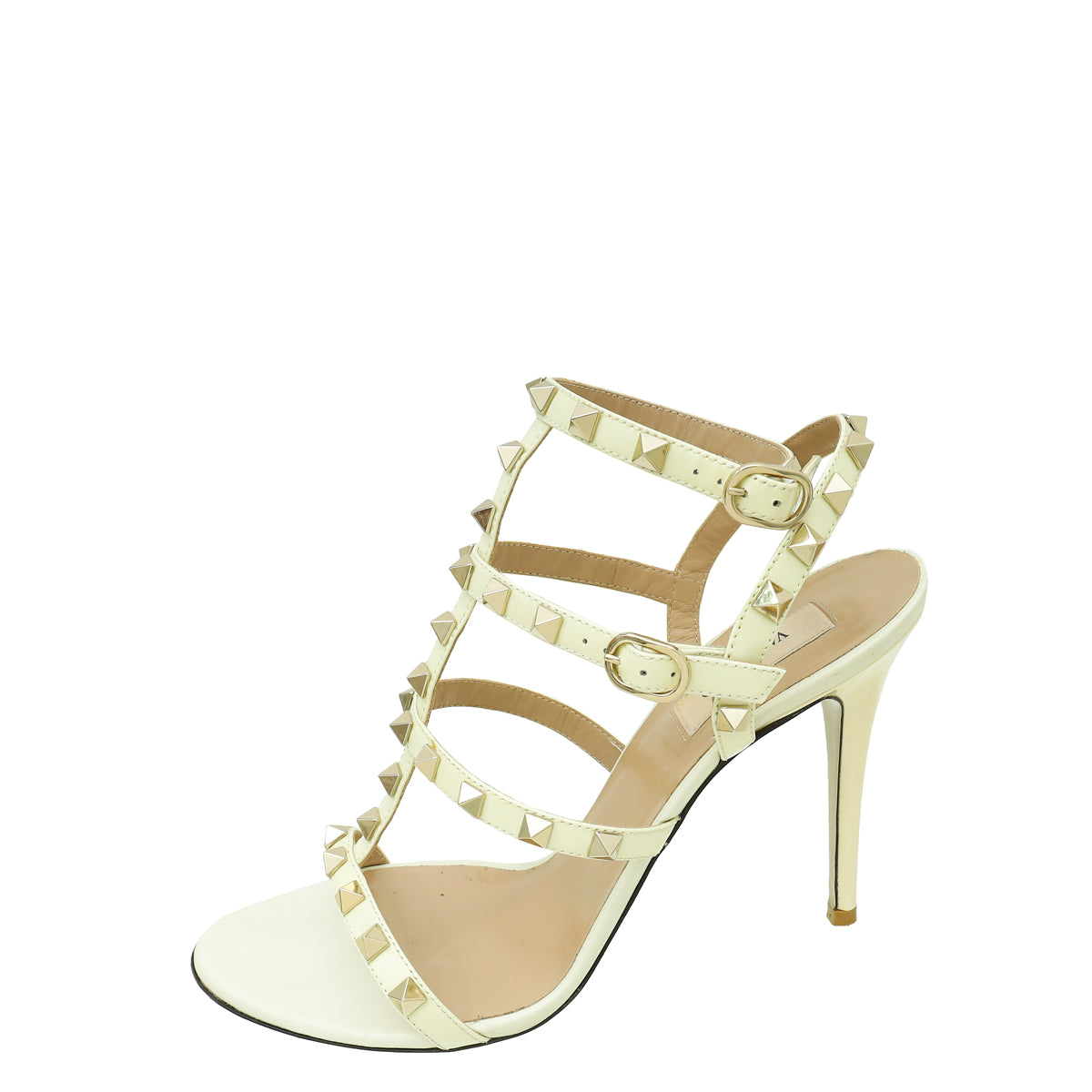 Valentino White Rockstud Ankle Strap Sandal 39