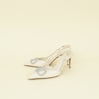 Valentino Light Ivory Vlogo Signature Slingback Pump