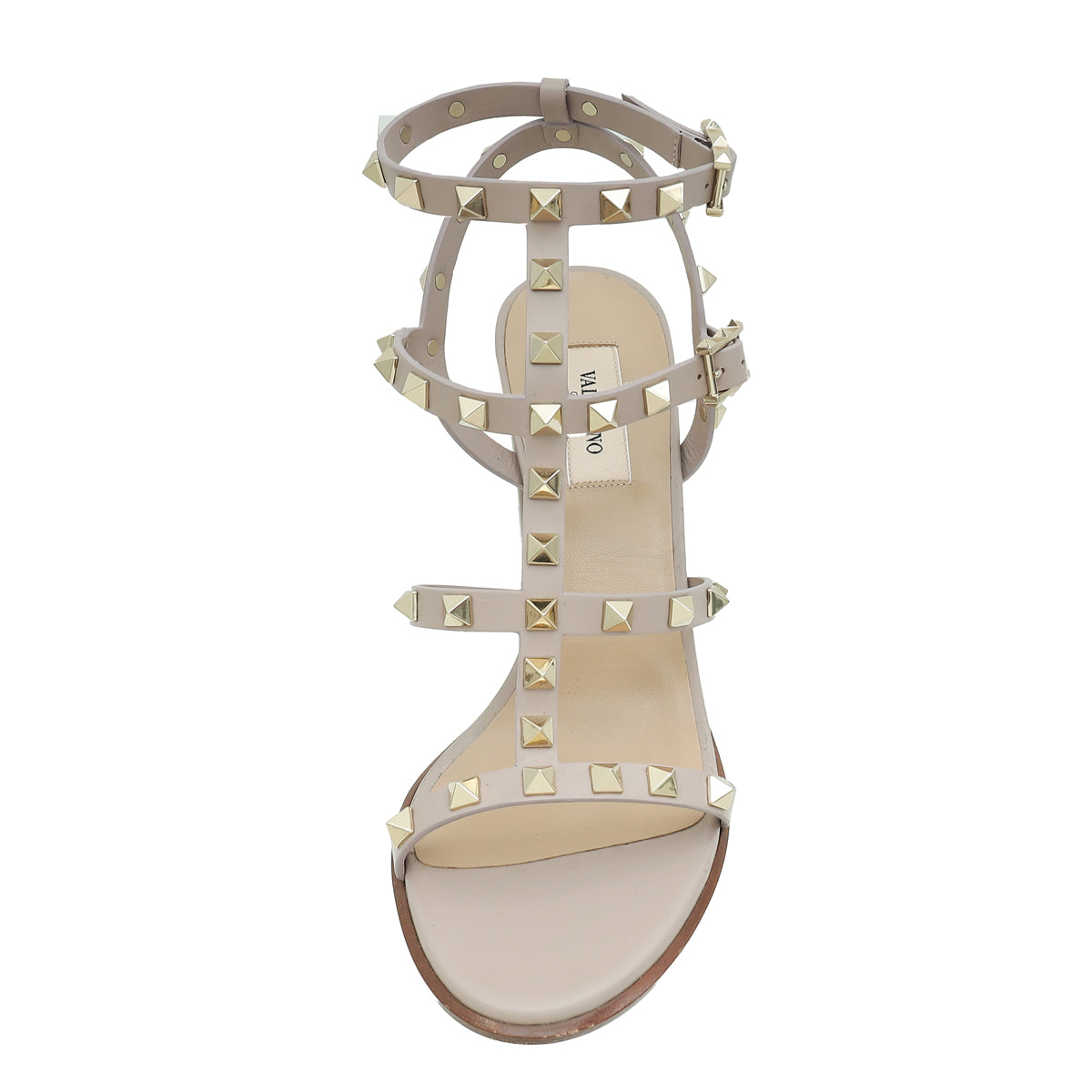 Valentino Poudre Rockstud Caged Block Ankle Strap 90mm Sandals 39-Valentino-THE CLOSET