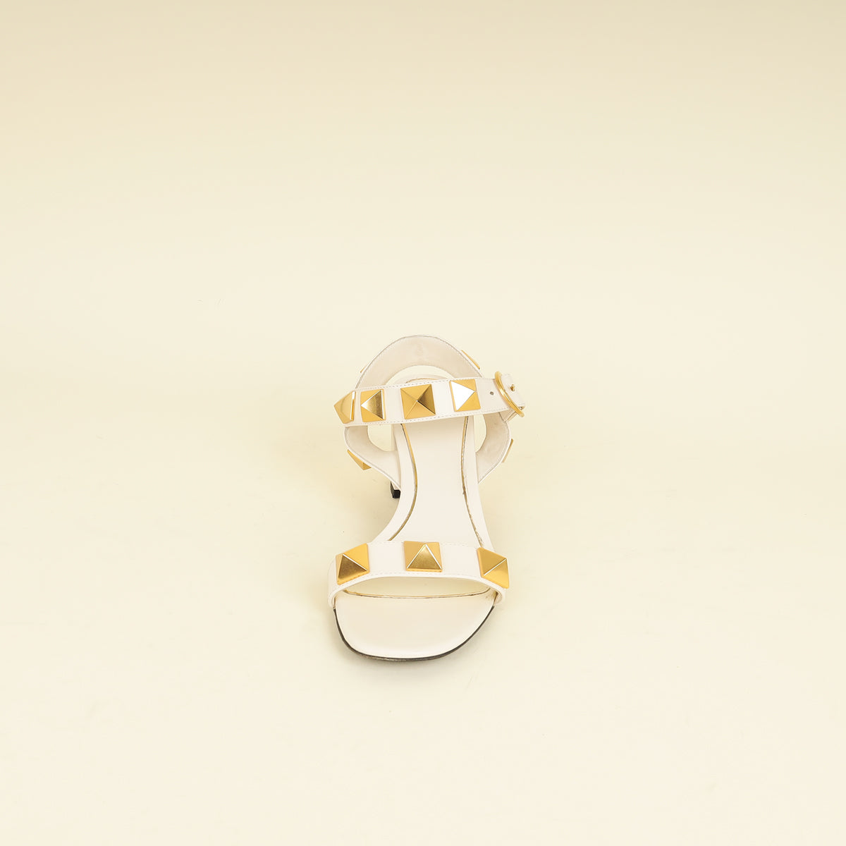 Valentino Light Ivory Roman Stud Ankle Strap 60mm Sandals 39-Valentino-THE CLOSET