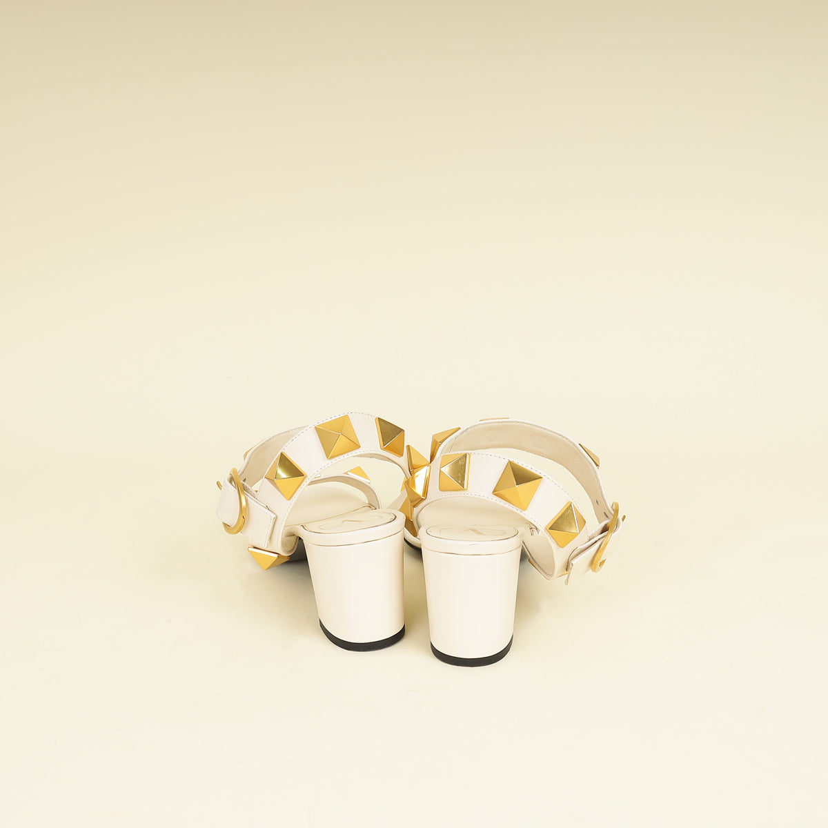 Valentino Light Ivory Roman Stud Ankle Strap 60mm Sandals 39-Valentino-THE CLOSET