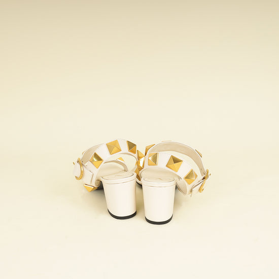 Valentino Light Ivory Roman Stud Ankle Strap 60mm Sandals 39-Valentino-THE CLOSET