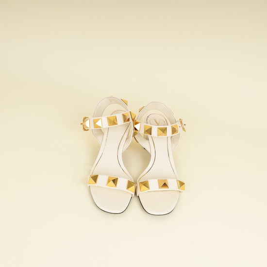 Valentino Light Ivory Roman Stud Ankle Strap 60mm Sandals 39-Valentino-THE CLOSET