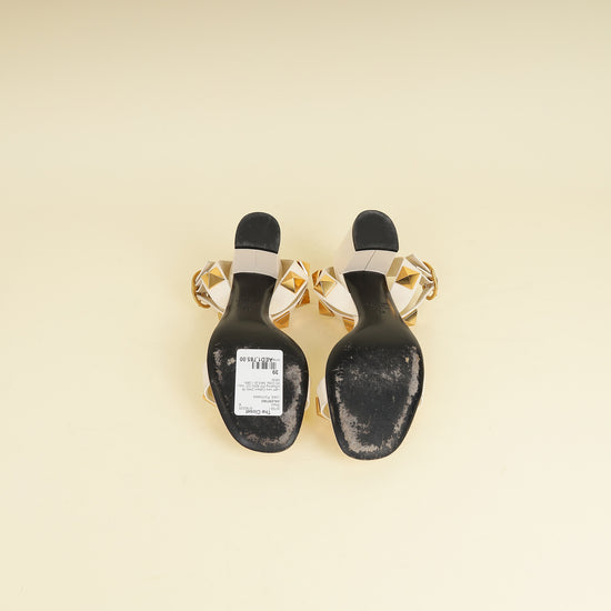 Valentino Light Ivory Roman Stud Ankle Strap 60mm Sandals 39-Valentino-THE CLOSET