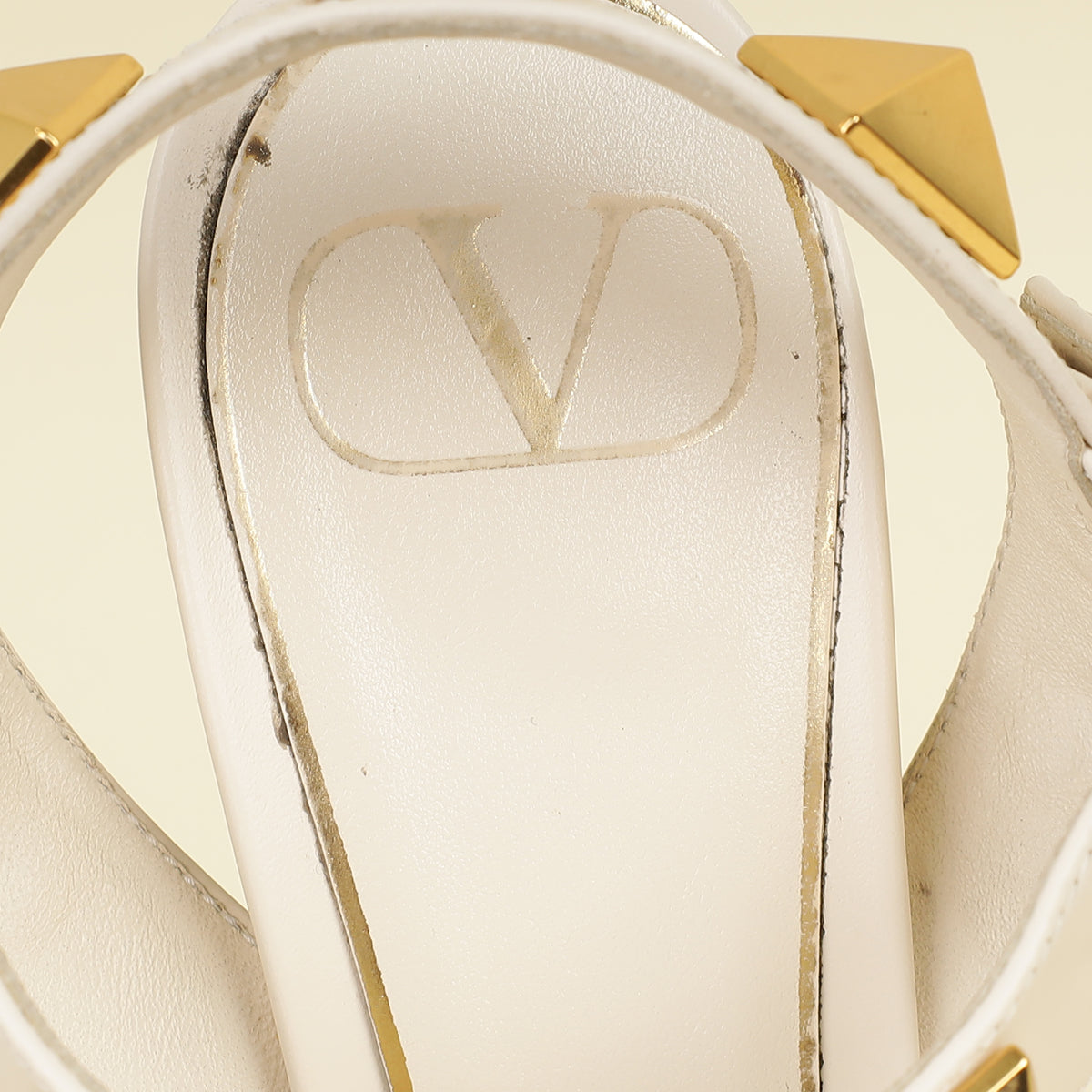 Valentino Light Ivory Roman Stud Ankle Strap 60mm Sandals 39-Valentino-THE CLOSET