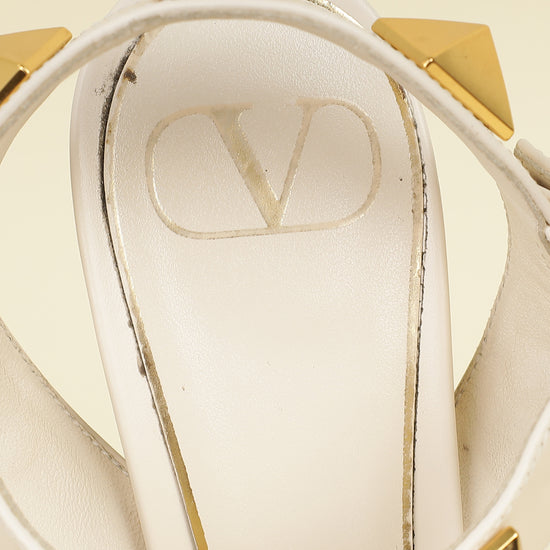 Valentino Light Ivory Roman Stud Ankle Strap 60mm Sandals 39-Valentino-THE CLOSET