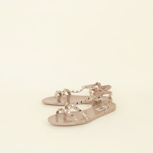 Valentino Nude Rockstud Rubber Flat Sandals 39