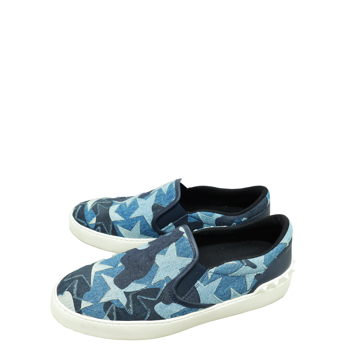 Valentino Multicolor Blue Denim Camustar Slip On Sneaker 39-Valentino-THE CLOSET