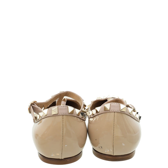 Valentino Poudre Rockstud Caged Flat Ballet 39