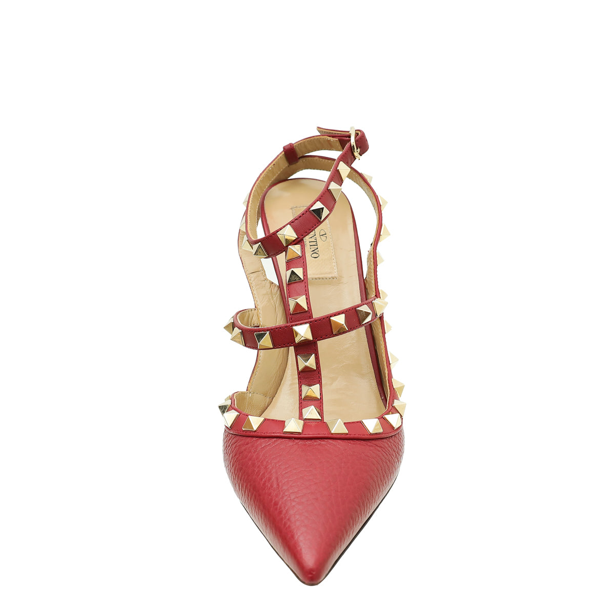 Valentino Red Rockstud Caged Slingback Pumps 39-Valentino-THE CLOSET