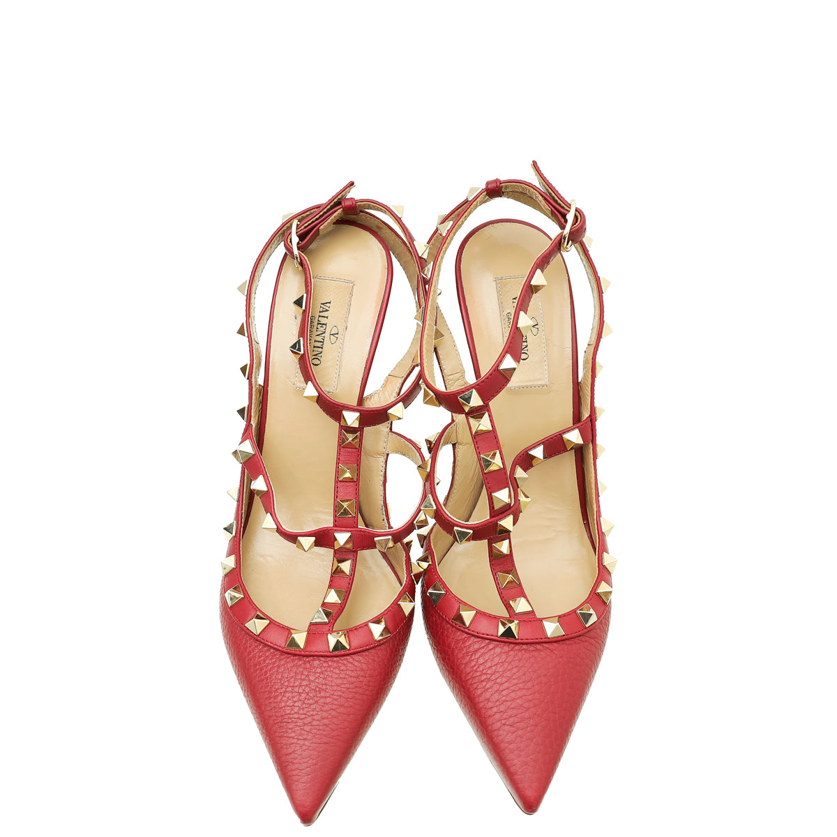 Valentino Red Rockstud Caged Slingback Pumps 39