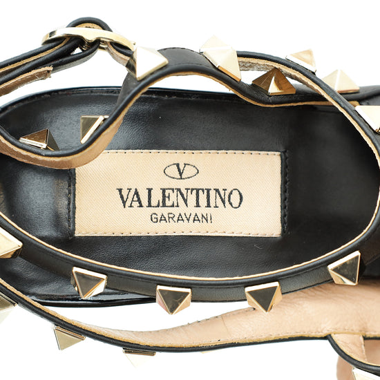 Valentino Black Rockstud Python Caged Slingback Pump 39