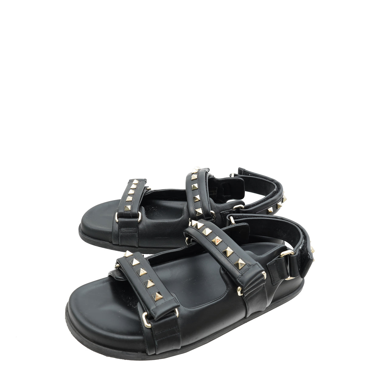 Valentino Black Rockstud Slide Sandals 39-Valentino-THE CLOSET