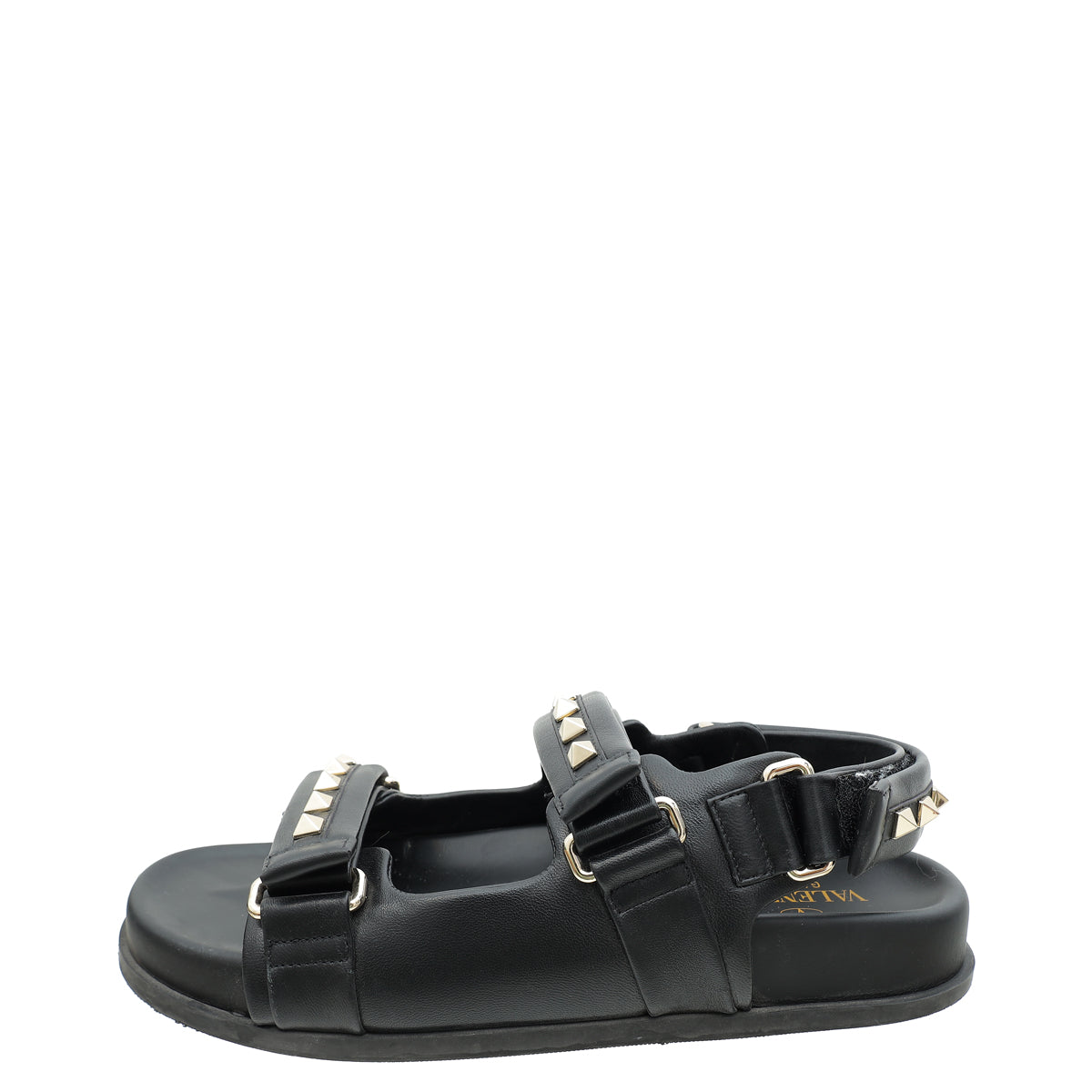 Valentino Black Rockstud Slide Sandals 39