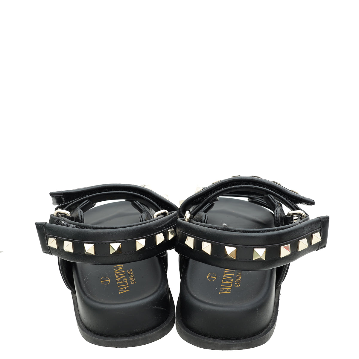 Valentino Black Rockstud Slide Sandals 39