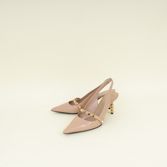 Valentino Nude Rockstud Slingback Pumps 39