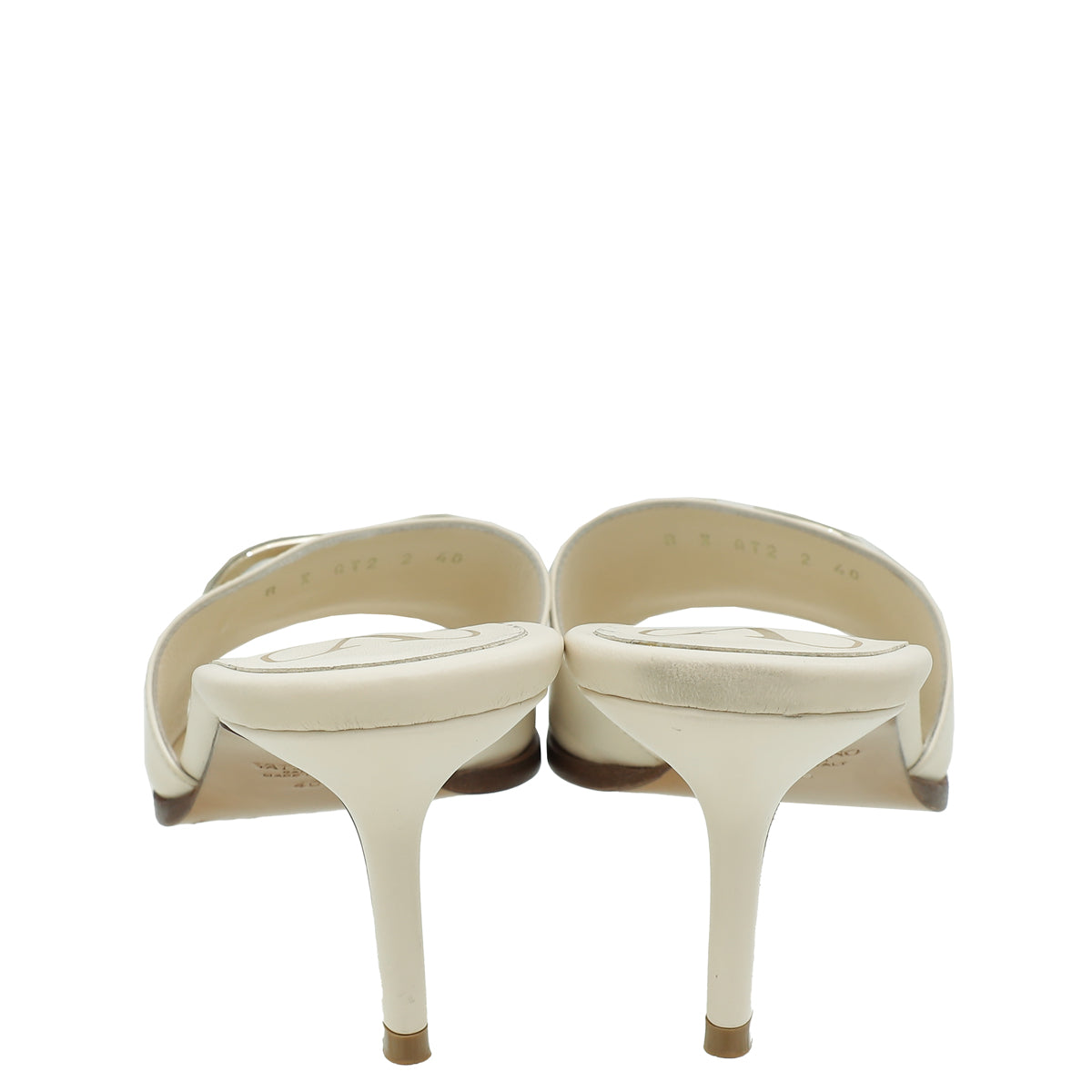 Valentino Cream Vlogo Signature 80 Slide Mules 40