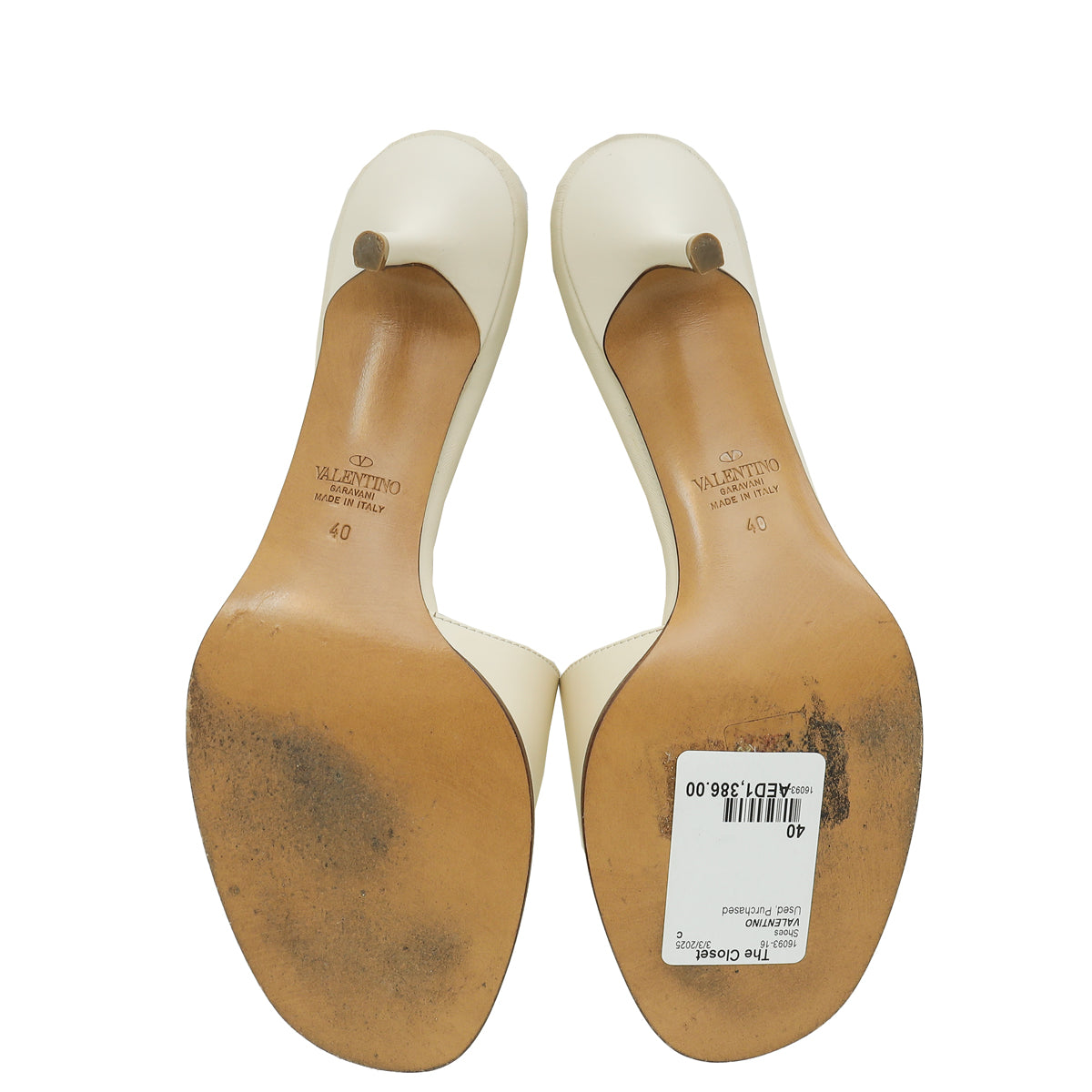 Valentino Cream Vlogo Signature 80 Slide Mules 40