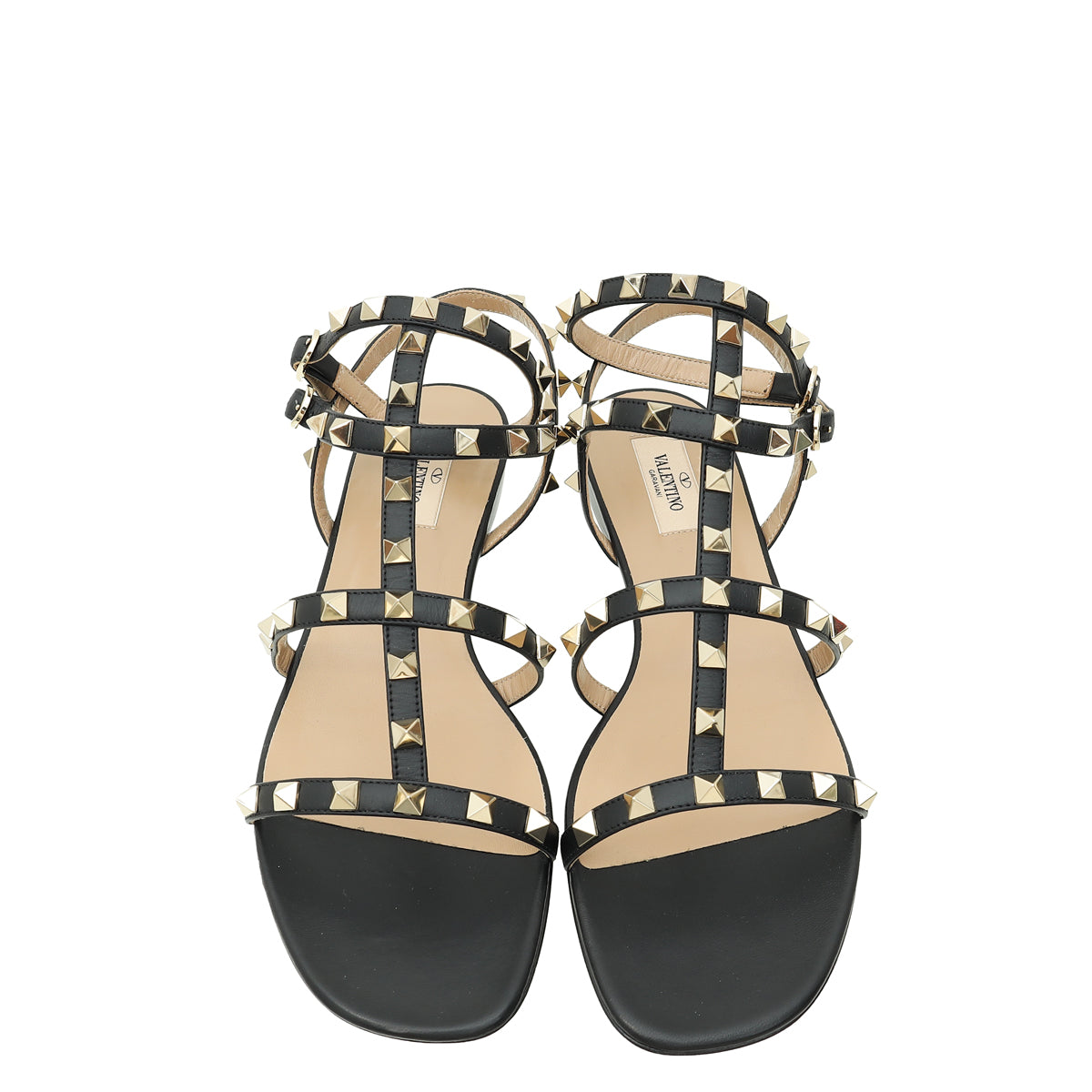 Valentino Black Rockstud Caged Flat Sandal 40