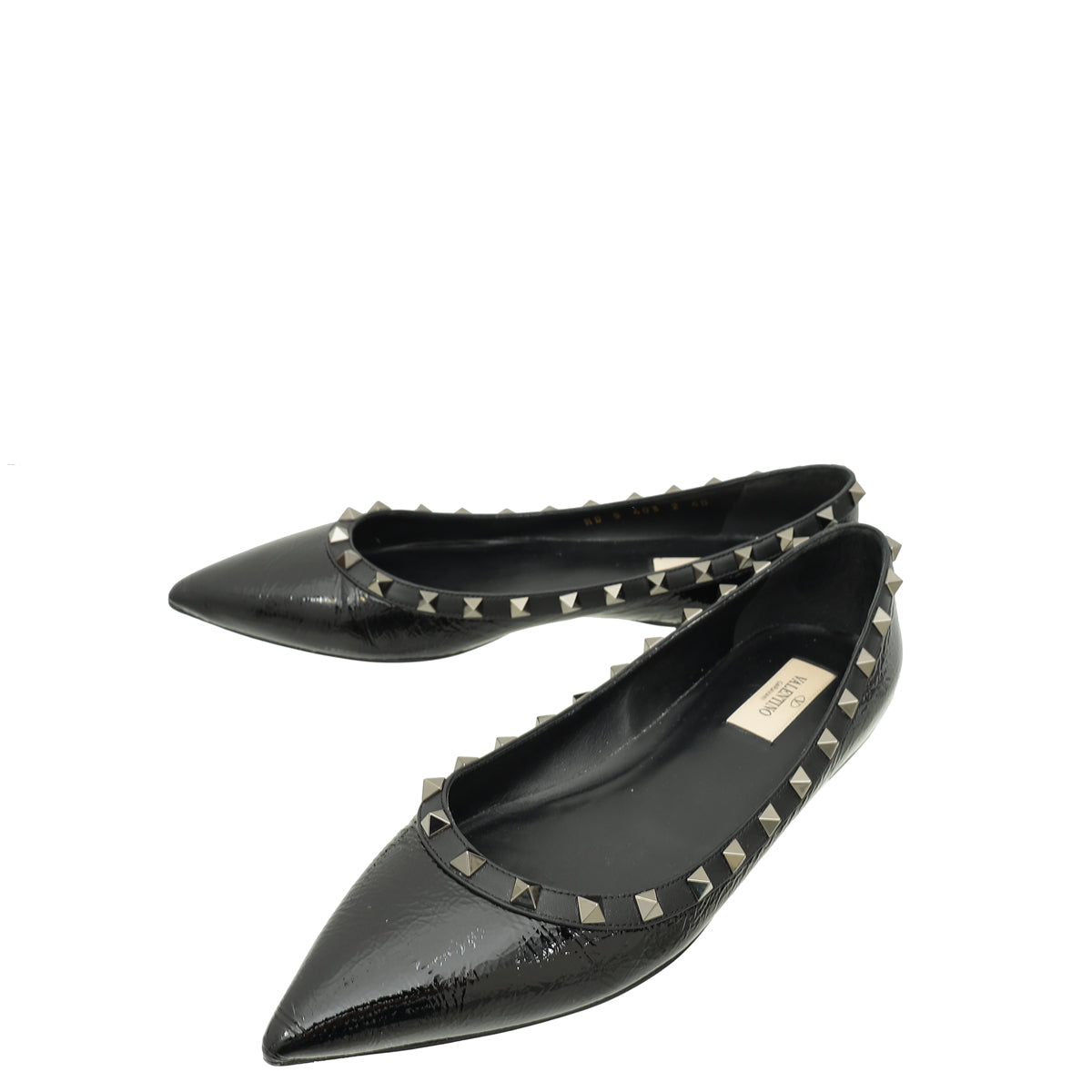Valentino Black Rockstud Flat Ballet 40-Valentino-THE CLOSET