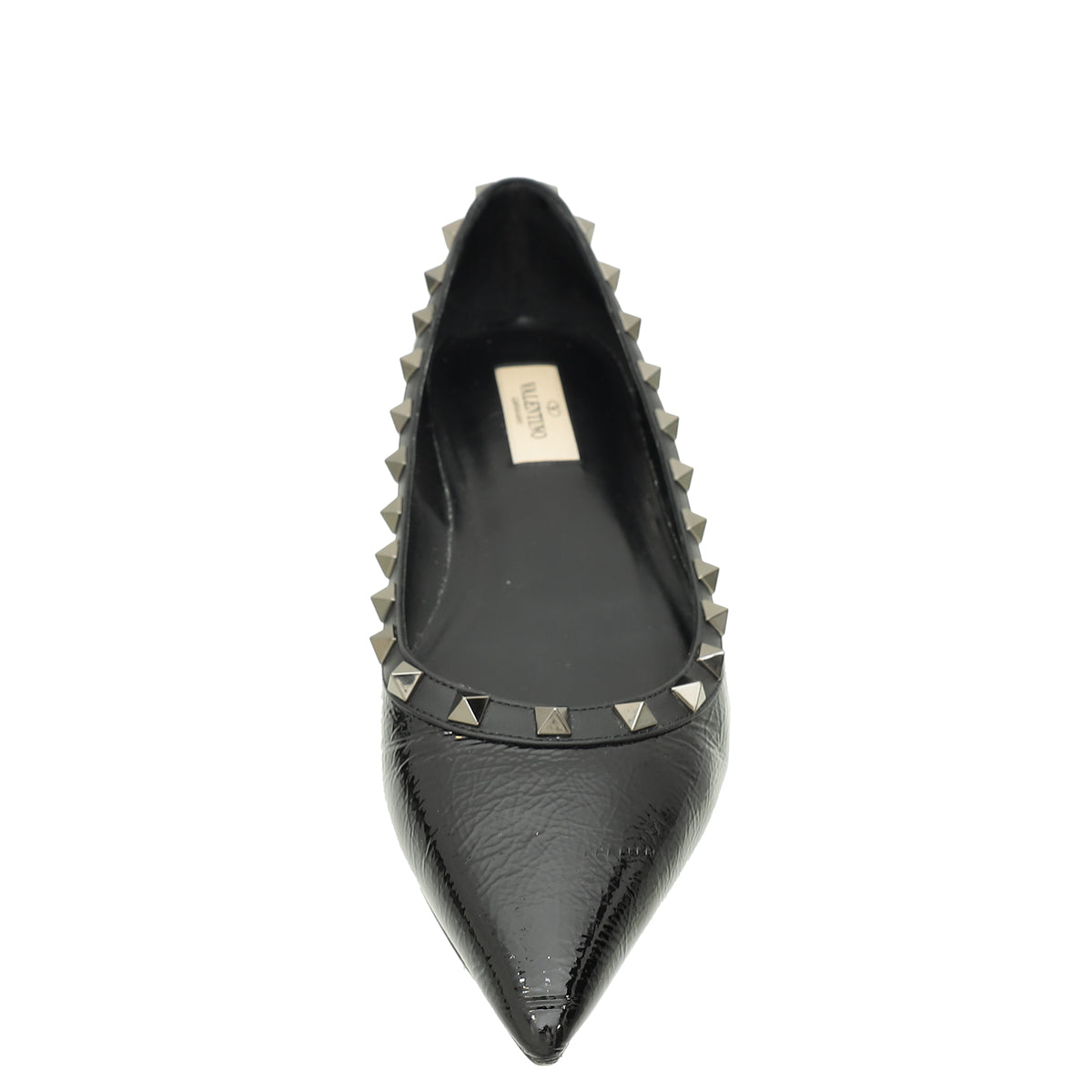 Valentino Black Rockstud Flat Ballet 40 THE CLOSET