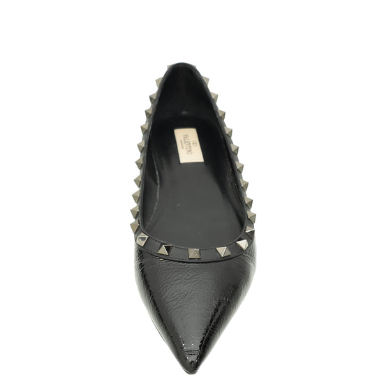 Valentino Black Rockstud Flat Ballet 40