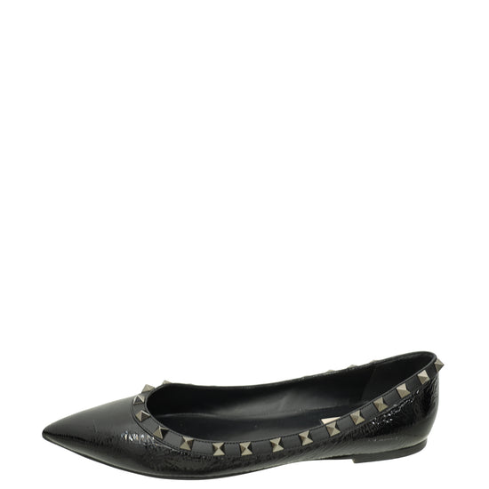 Valentino Black Rockstud Flat Ballet 40