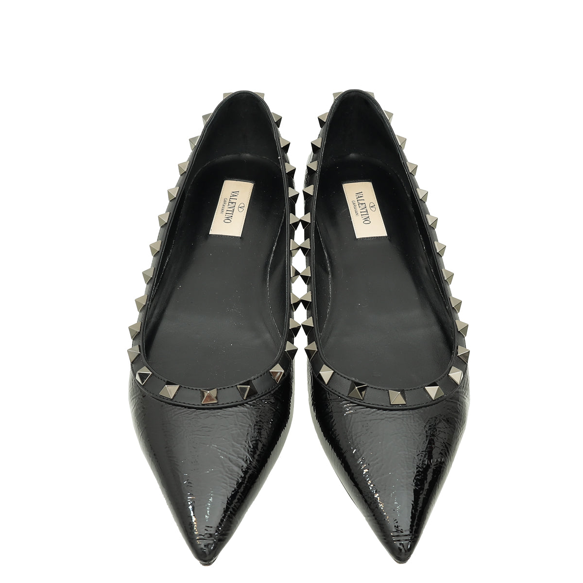 Valentino Black Rockstud Flat Ballet 40