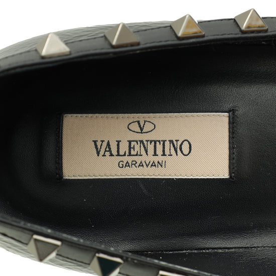 Valentino Black Rockstud Flat Ballet 40