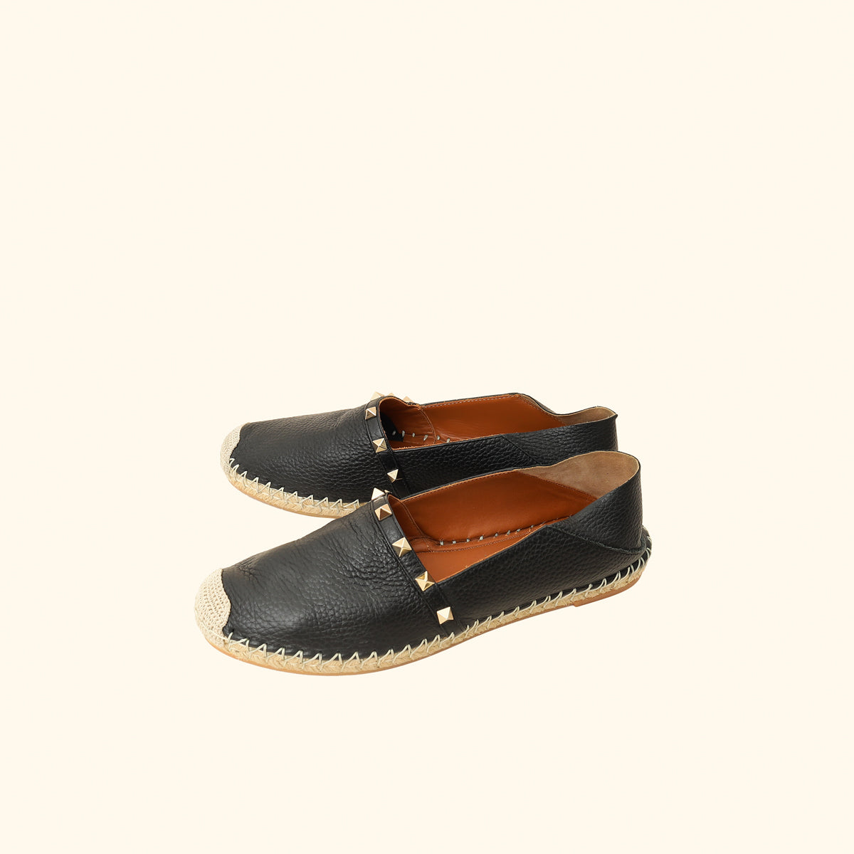 Valentino Black Rockstud Espadrille 40-Valentino-THE CLOSET