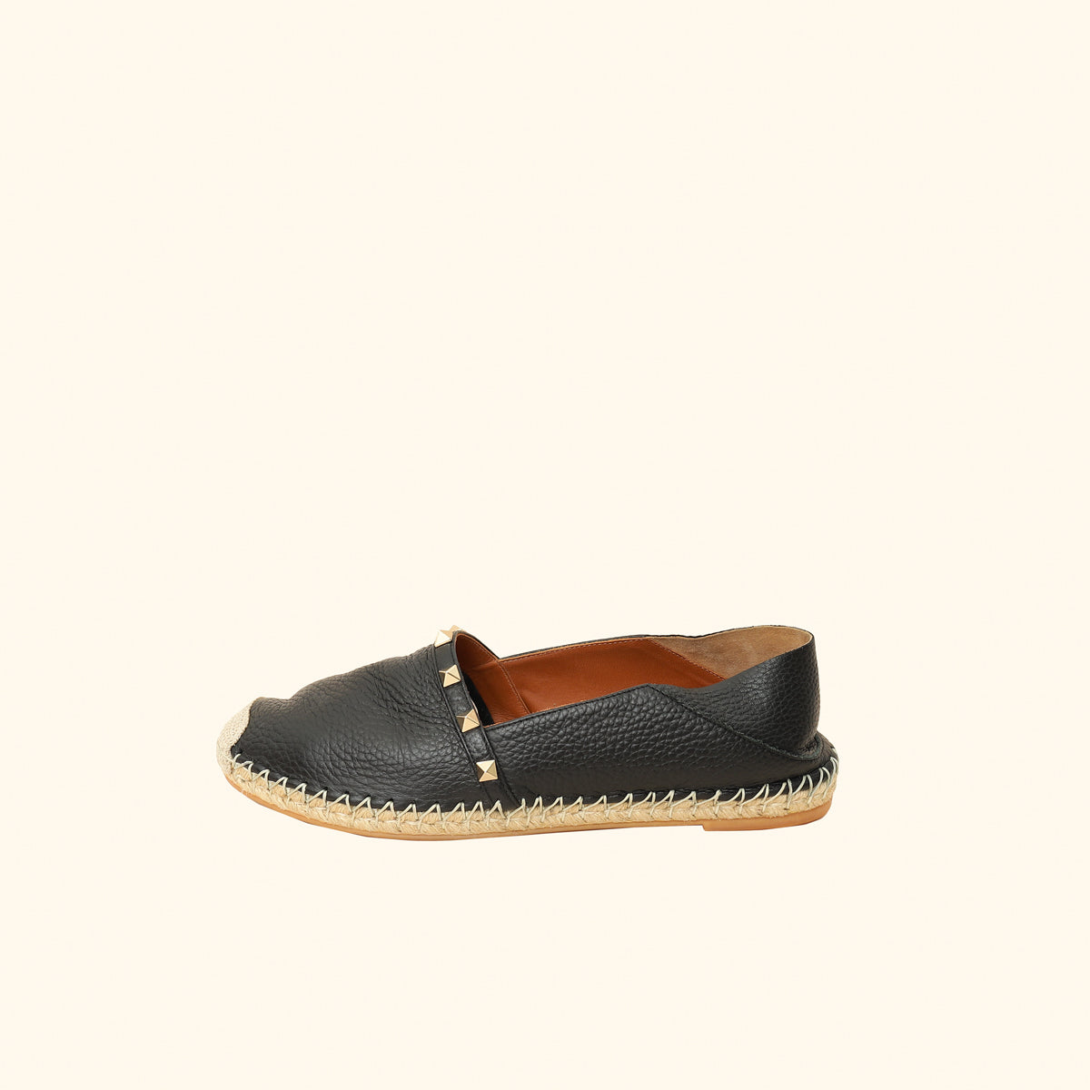 Valentino Black Rockstud Espadrille 40-Valentino-THE CLOSET