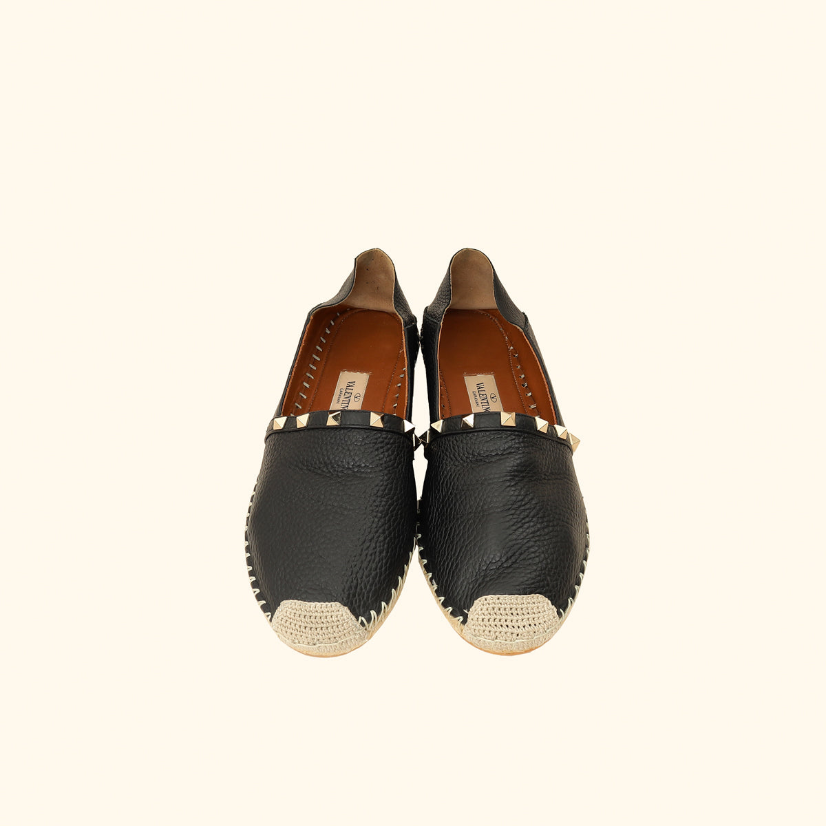 Valentino Black Rockstud Espadrille 40-Valentino-THE CLOSET