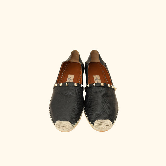 Valentino Black Rockstud Espadrille 40-Valentino-THE CLOSET