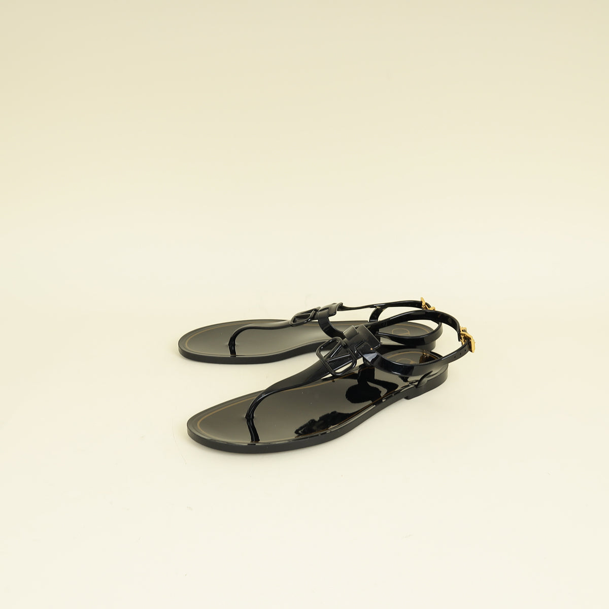Valentino Black Vlogo Rubber Thong Sandal 41